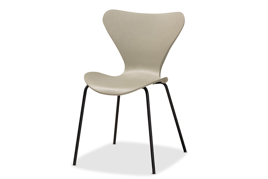 Baxton Studio Jaden Modern and Contemporary Beige Plastic and Black Metal 4-Piece Dining Chair Set