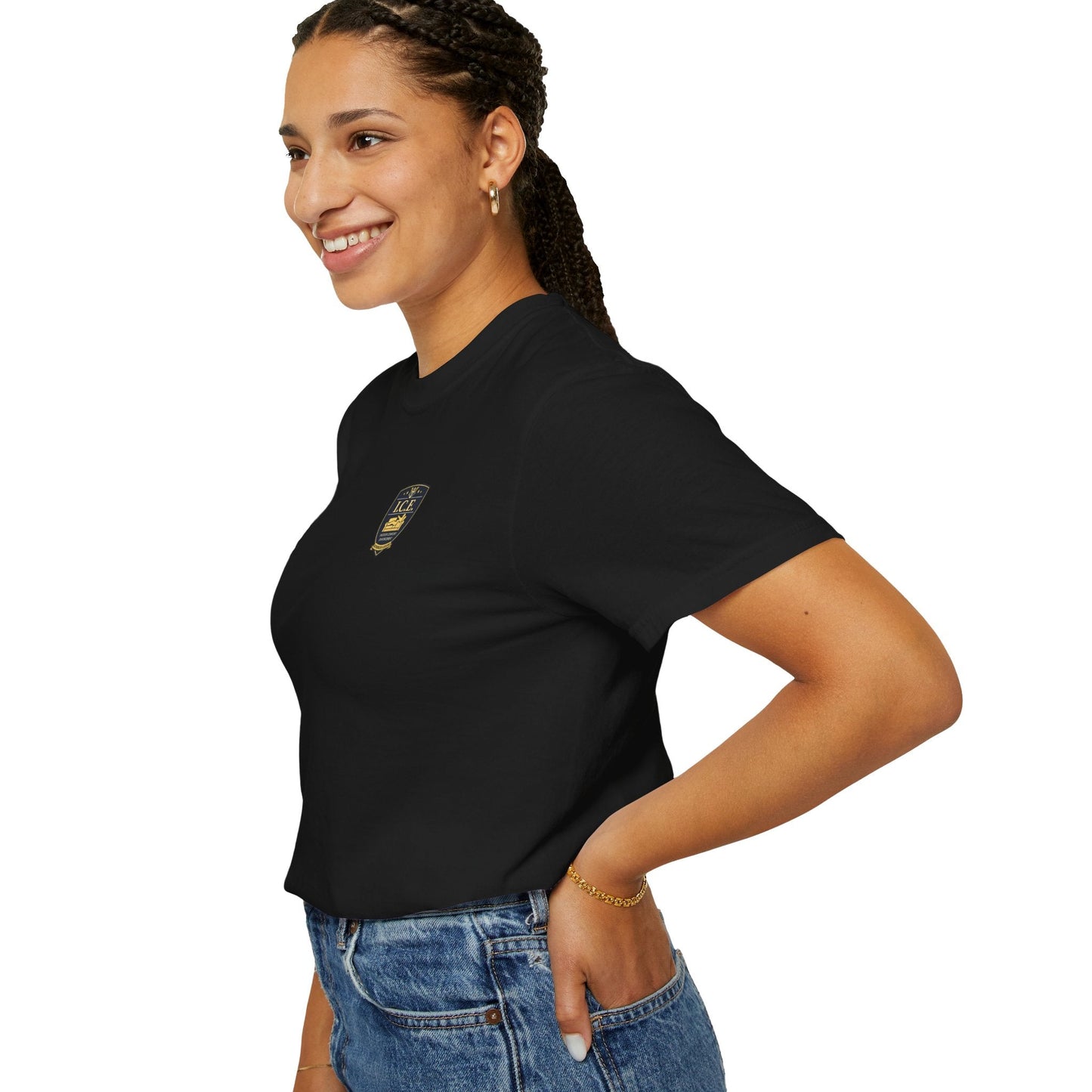 I.C.E. Badge T-Shirt | Institute of Cozy Excellence Parody Tee