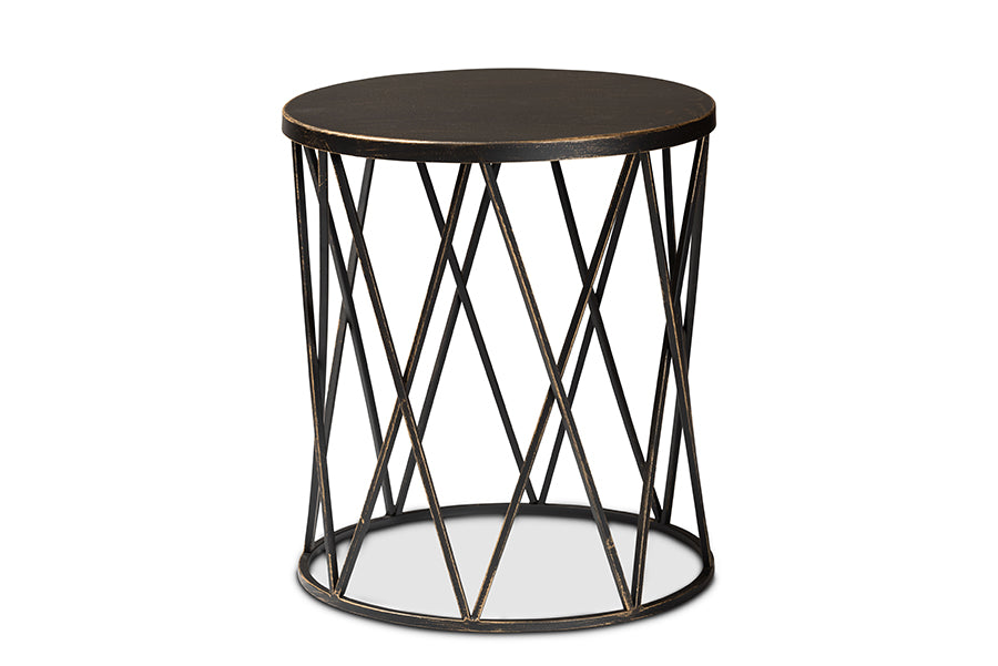 Baxton Studio Finnick Modern Industrial Antique Black finished Metal End Table
