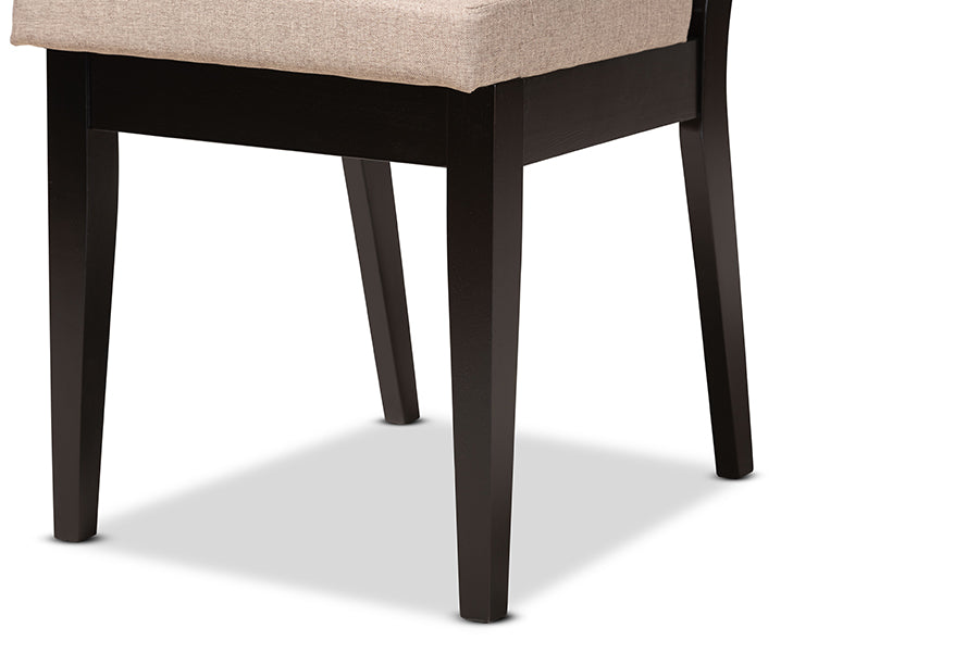 Baxton Studio Rosa Modern and Contemporary Sand Fabric Upholstered and Dark Brown Finished Wood 5-Piece Dining Set