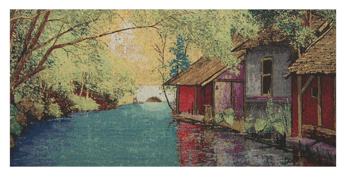 River Place Stretched Wall Tapestry