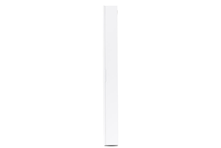Baxton Studio Pontus Modern and Contemporary White Finished Wood Wall-Mountable Jewelry Armoire with Mirror