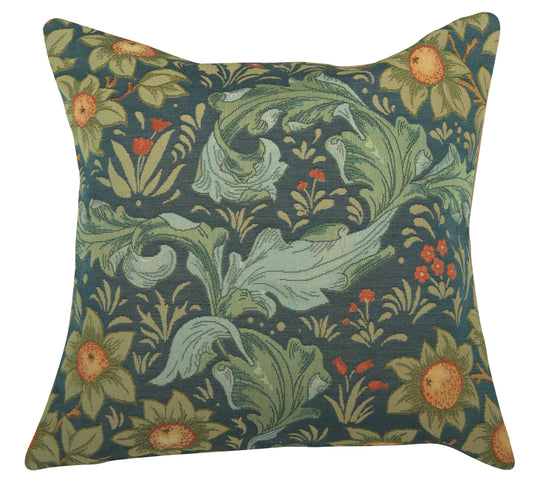 Arabesques w/Orange Tree Blue French Cushion