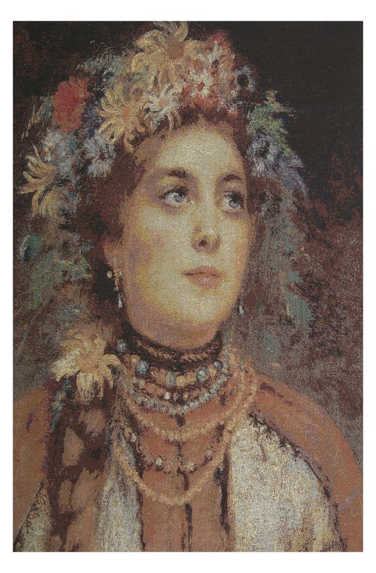 Russian Beauty in Summer Garland Stretched Wall Tapestry