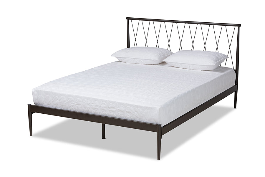 Baxton Studio Nano Modern and Contemporary Black Finished Metal Queen Size Platform Bed