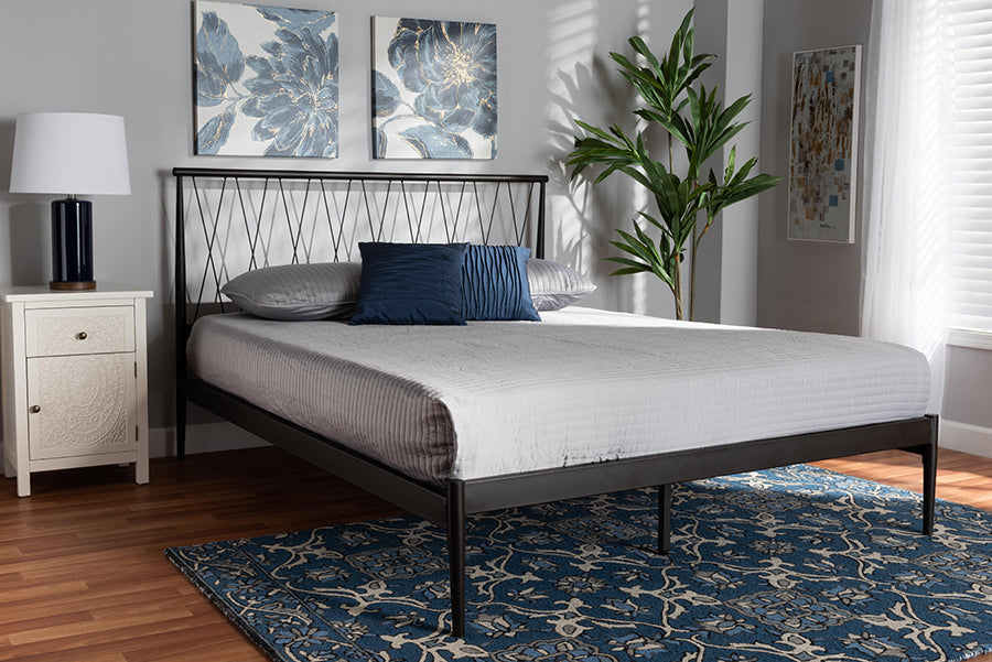 Baxton Studio Nano Modern and Contemporary Black Finished Metal Full Size Platform Bed