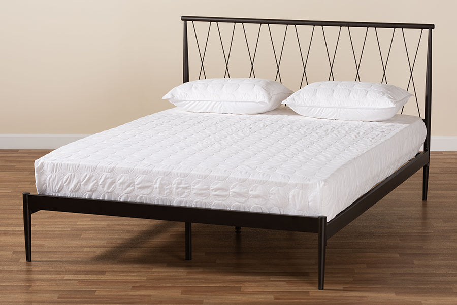 Baxton Studio Nano Modern and Contemporary Black Finished Metal Queen Size Platform Bed
