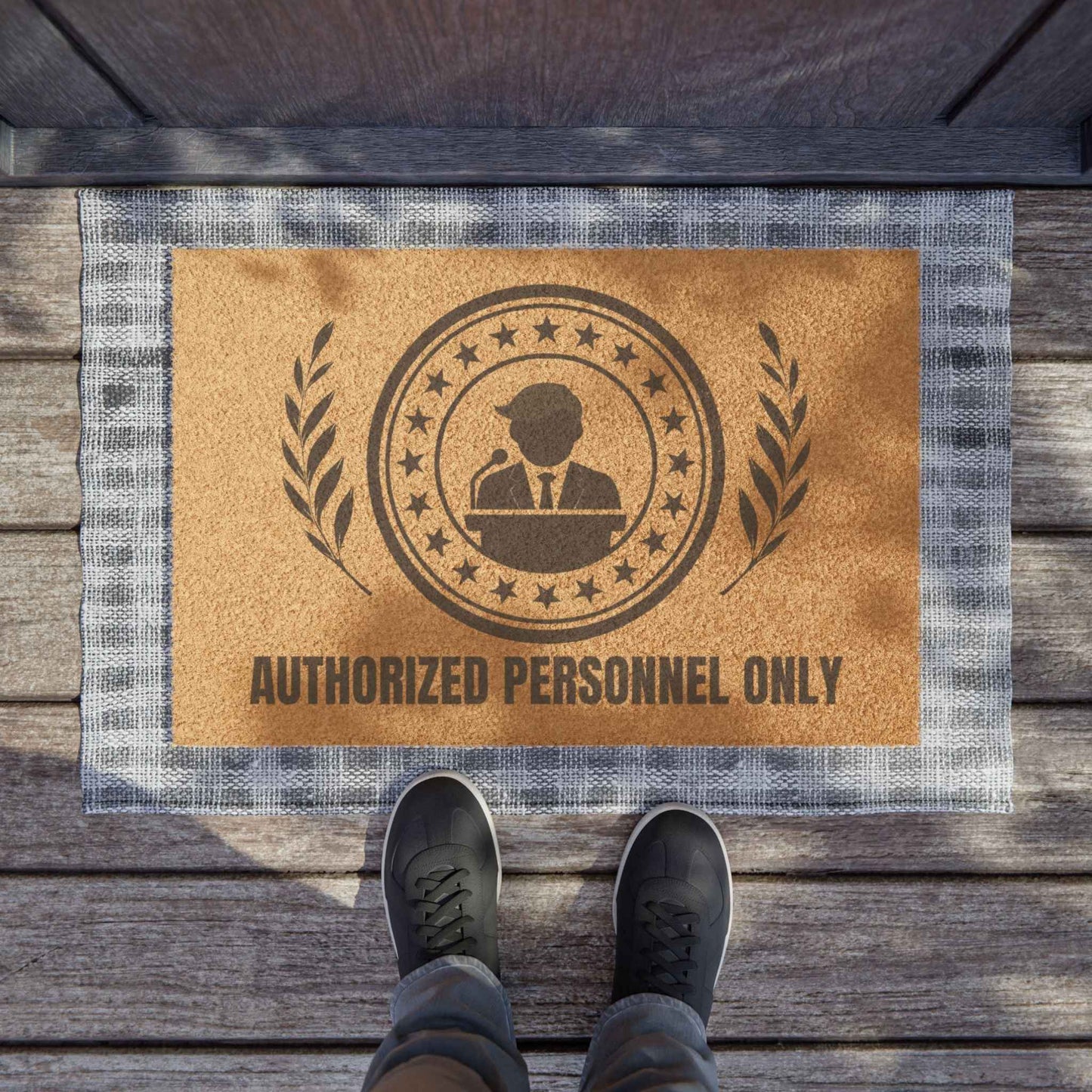 Authorized Personnel Only Presidential-Parody Welcome Mat