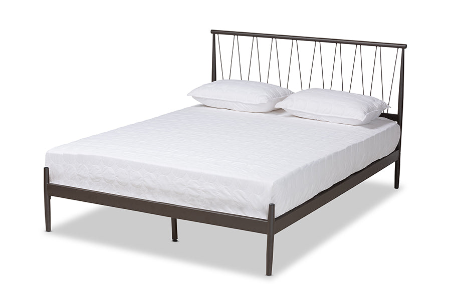 Baxton Studio Samir Modern Industrial Black Finished Metal Full Size Platform Bed