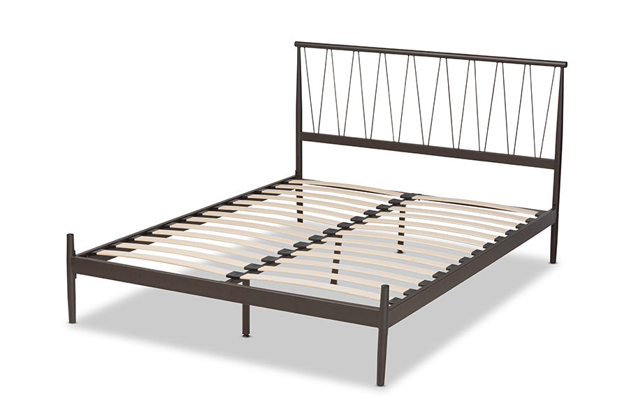 Baxton Studio Samir Modern Industrial Black Finished Metal Queen Size Platform Bed
