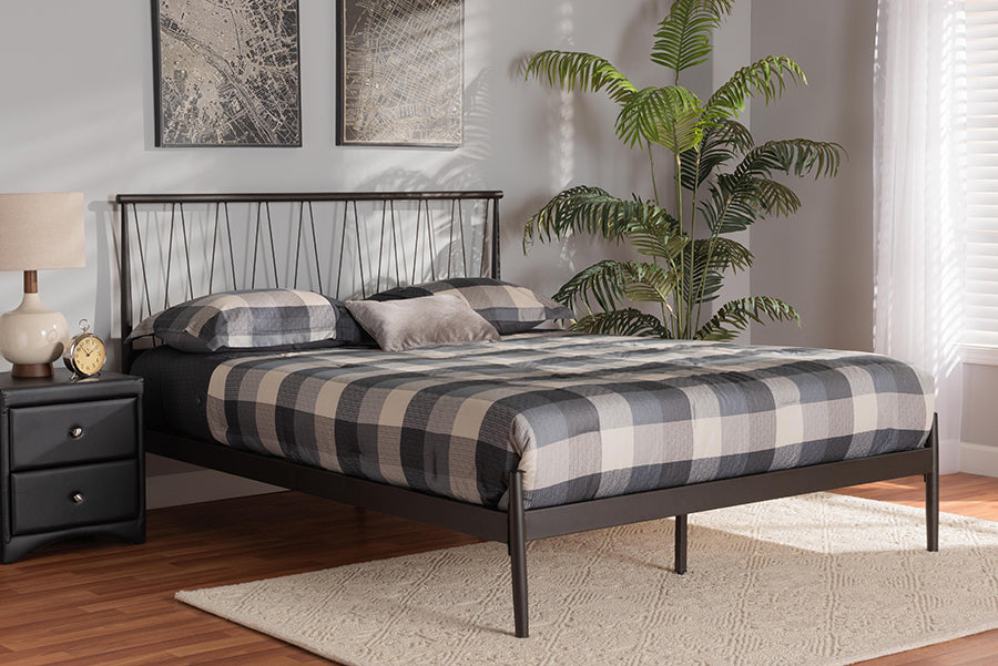 Baxton Studio Samir Modern Industrial Black Finished Metal Full Size Platform Bed