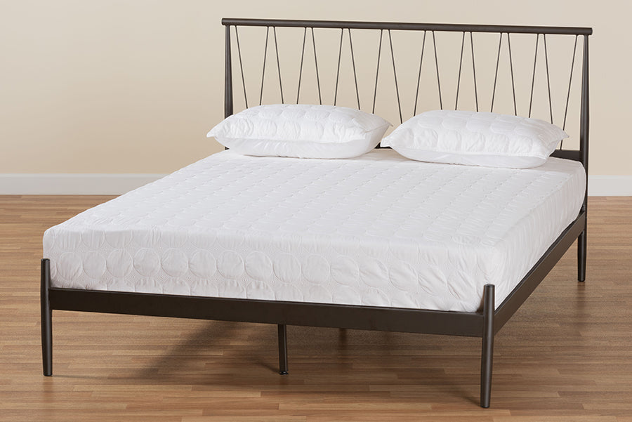 Baxton Studio Samir Modern Industrial Black Finished Metal Full Size Platform Bed