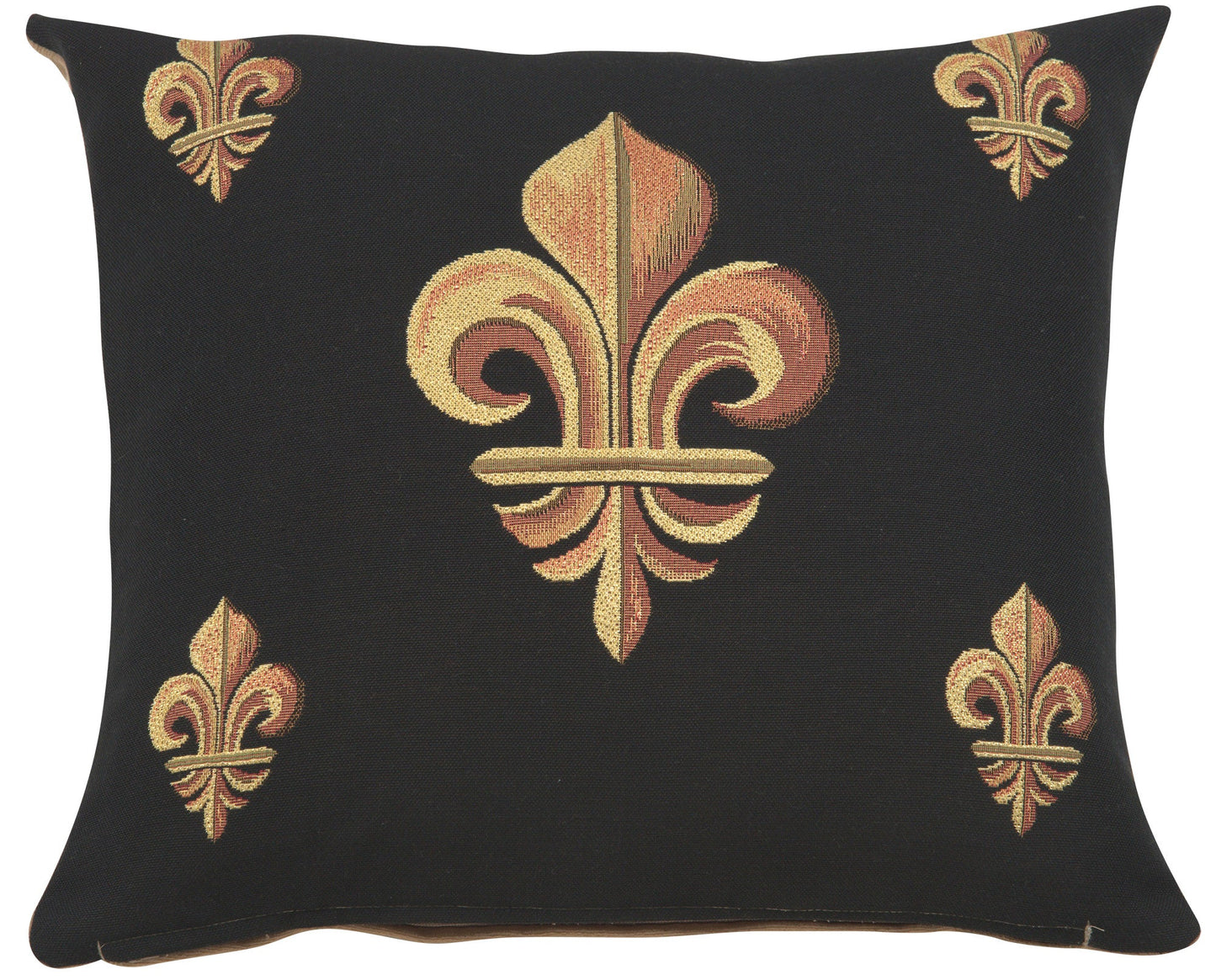 Five Fleur de Lys Black French Cushion