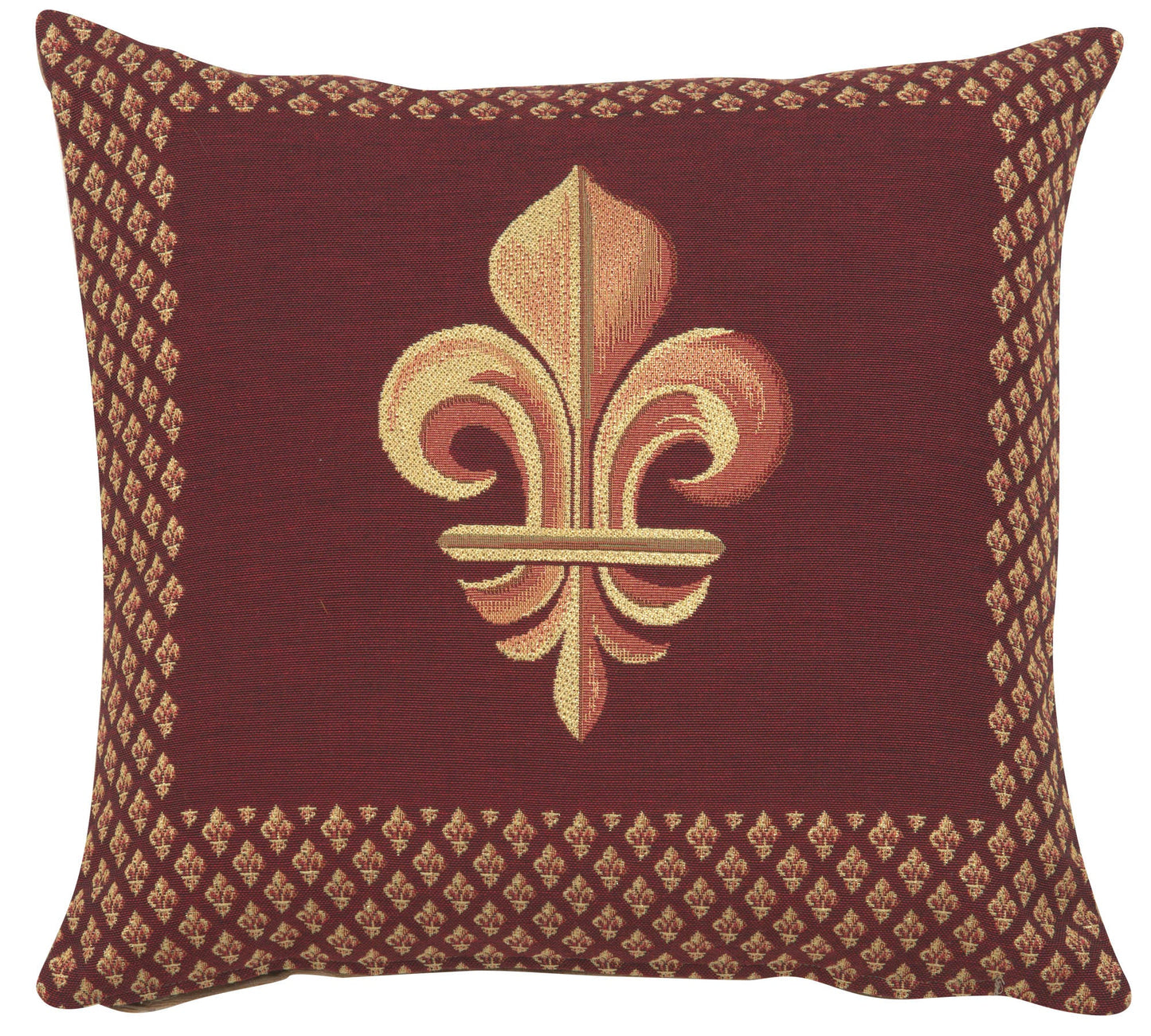 Framed Fleur de Lys Red French Cushion