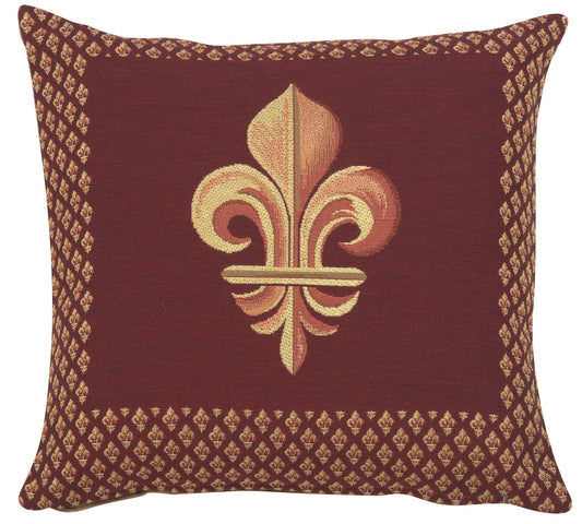 Framed Fleur de Lys Red French Cushion