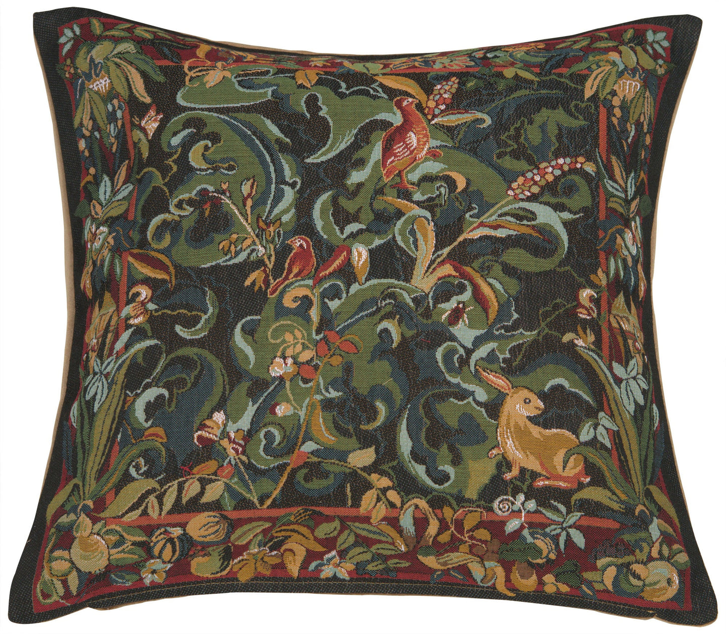 Animals with Aristoloches Green French Cushion