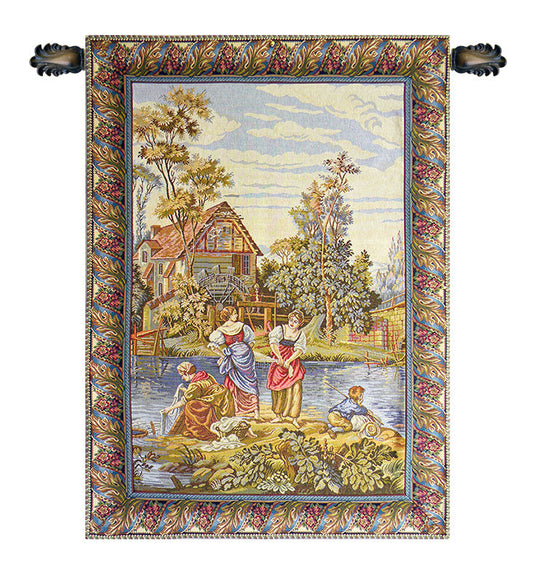 Washing by the Lake Small Vertical  Italian Tapestry