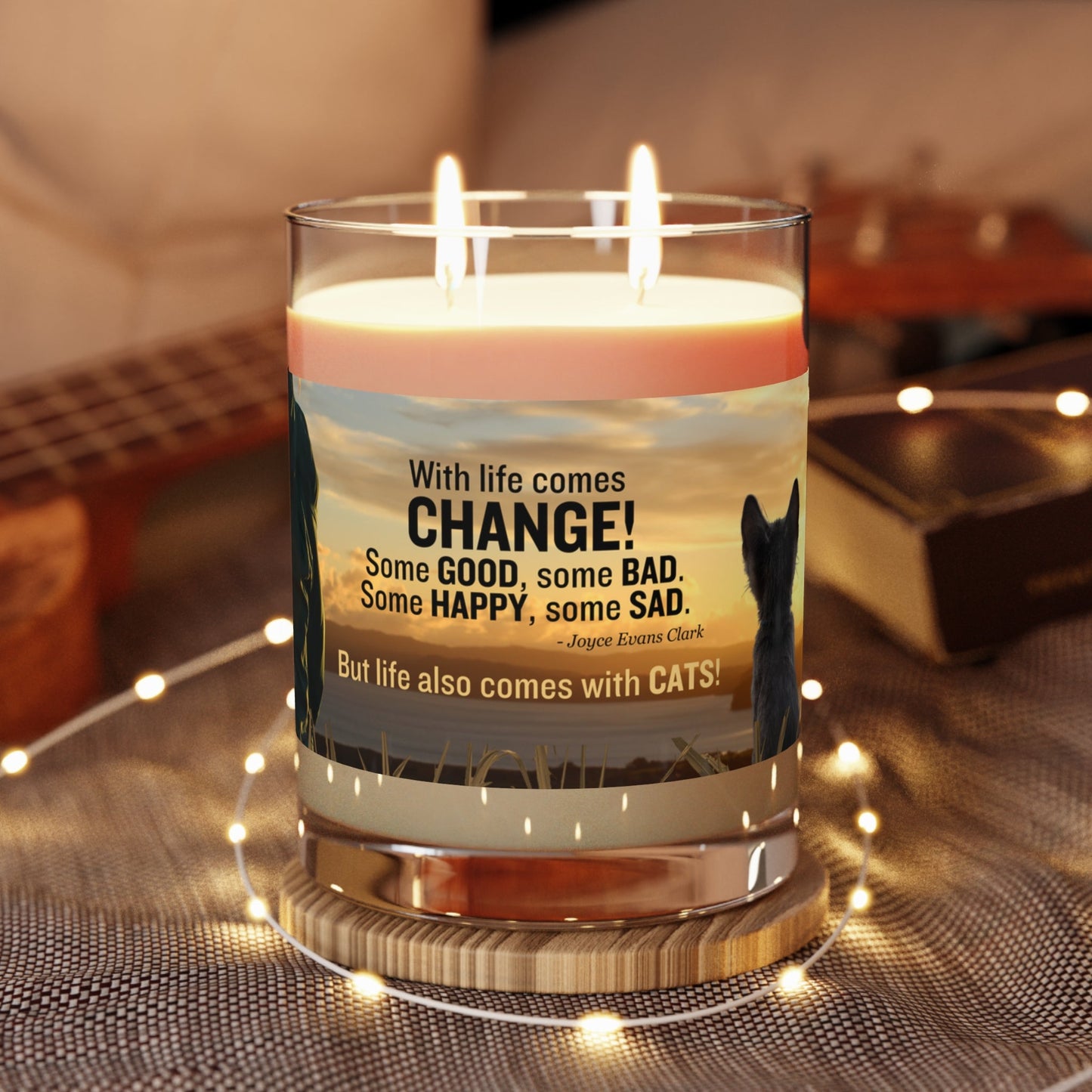 Life Comes with Cats Candle | Funny Inspirational Cat Lover Candle