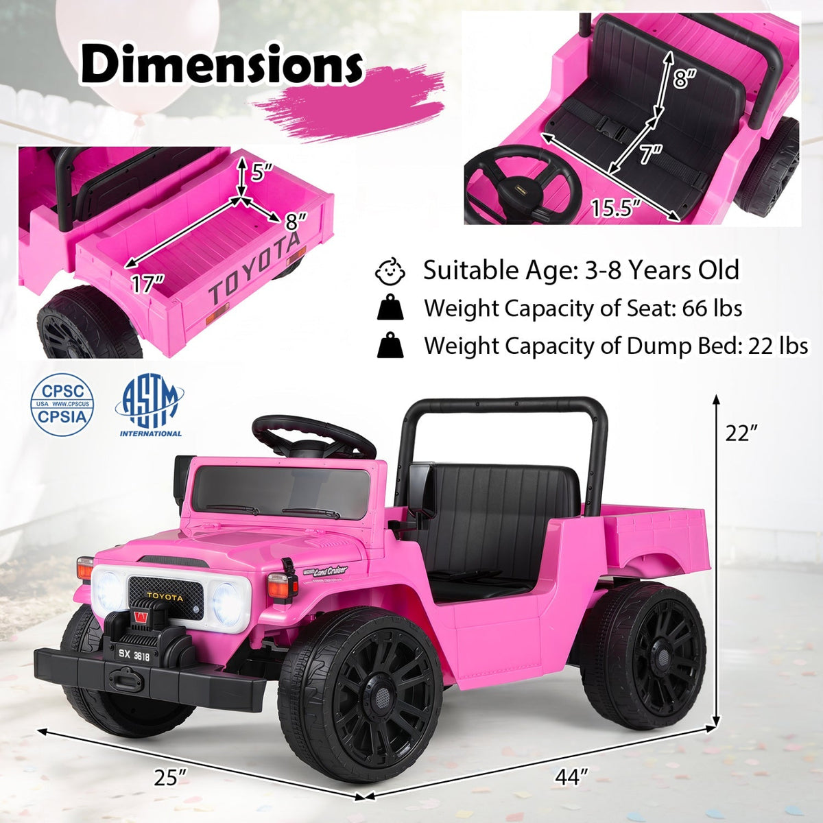 12V Electric Ride On Truck with Dump Bed and Remote Control