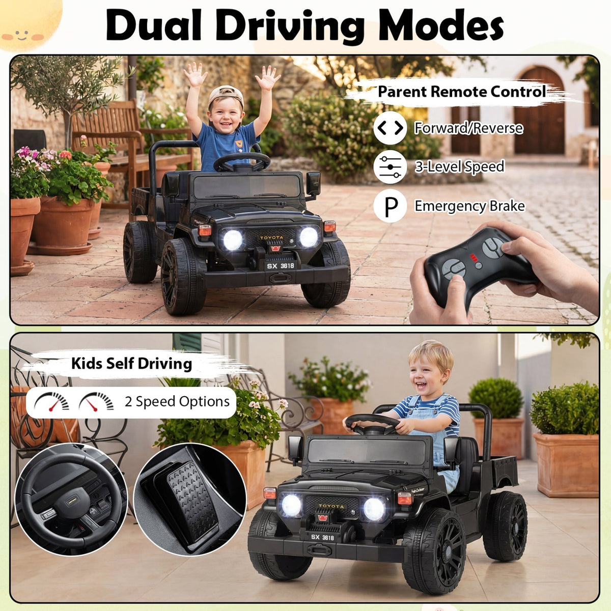 12V Electric Ride On Truck with Dump Bed and Remote Control