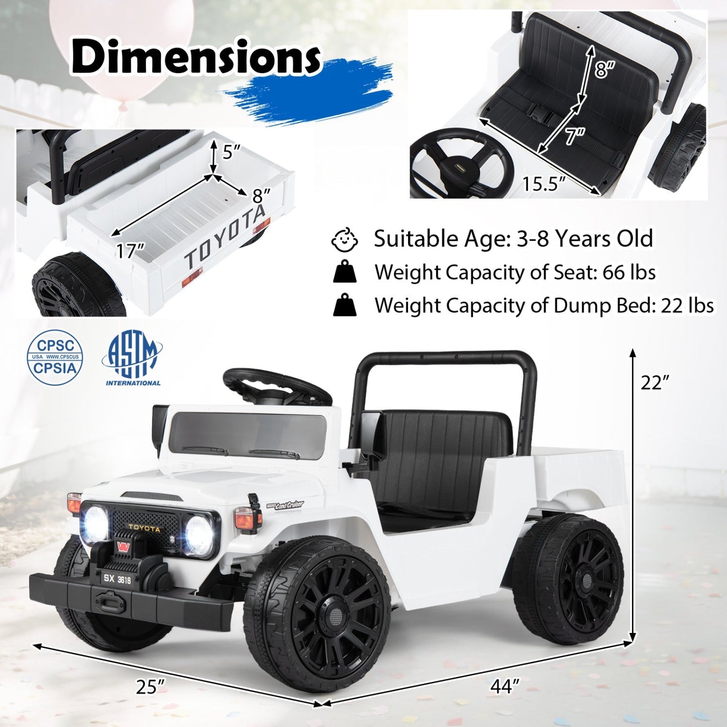 12V Electric Ride On Truck with Dump Bed and Remote Control