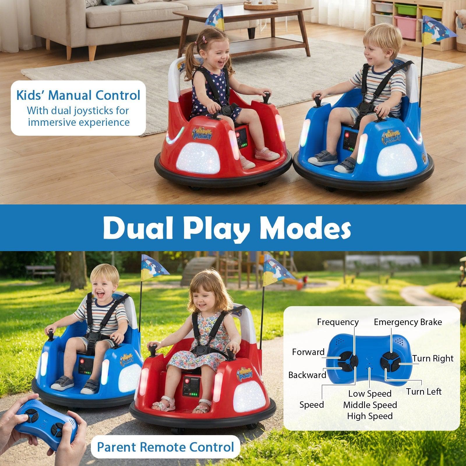 12V Kids Ride On Bumper Car with Remote Control and Flashing Lights
