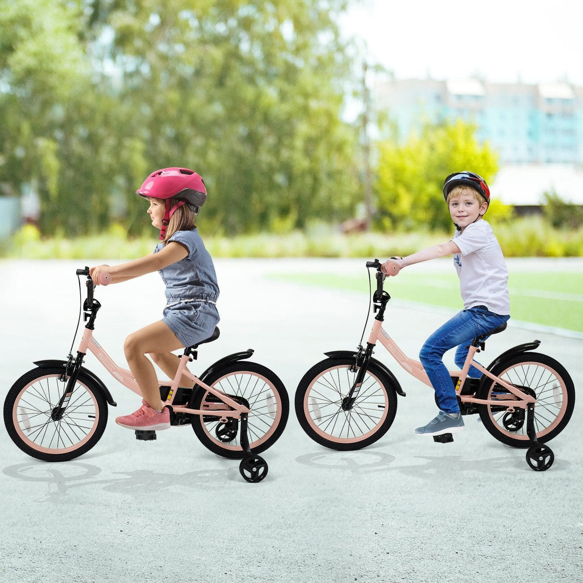 Kids Bike 12-18 Inch with Training Wheels - Pink