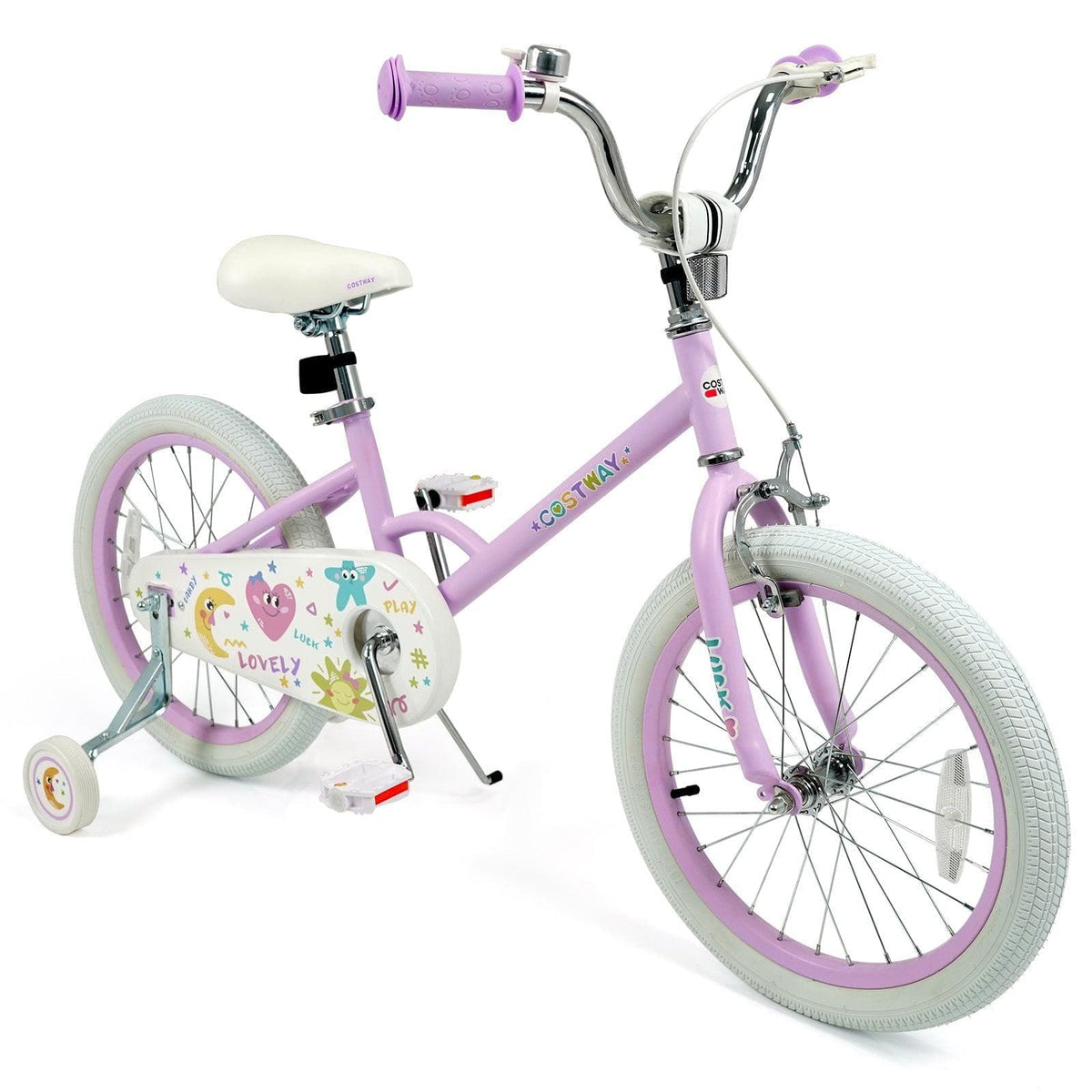 Kids Bike 12-18 Inch with Training Wheels - Purple