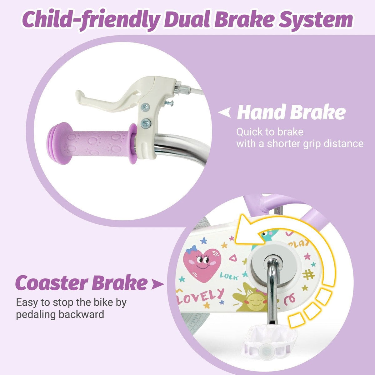 Kids Bike 12-18 Inch with Training Wheels - Purple