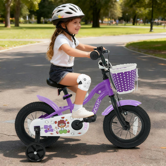 Kids Bike with Training Wheels 12-18 Inch - Purple