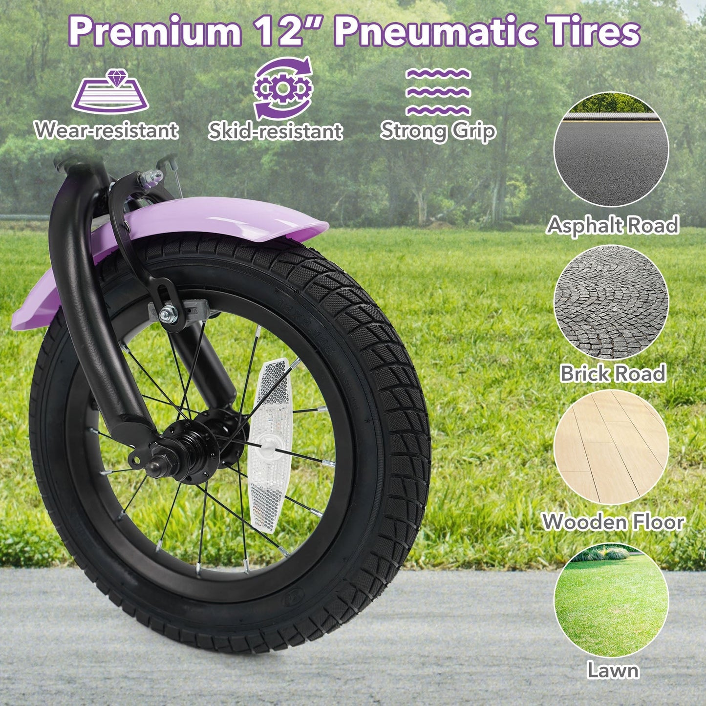 Kids Bike with Training Wheels 12-18 Inch - Purple