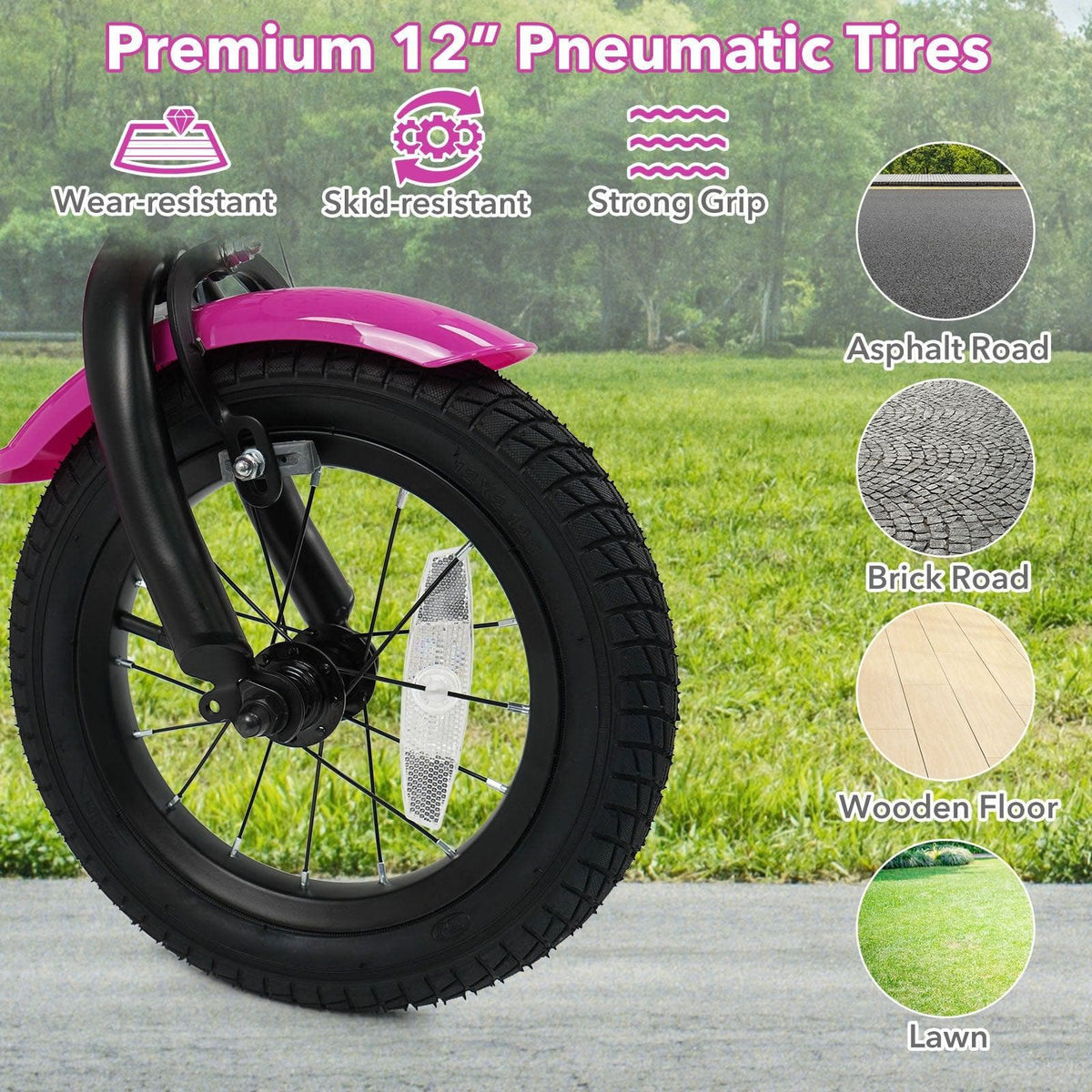 Kids Bike with Training Wheels 12-18 Inch - Magic Rose