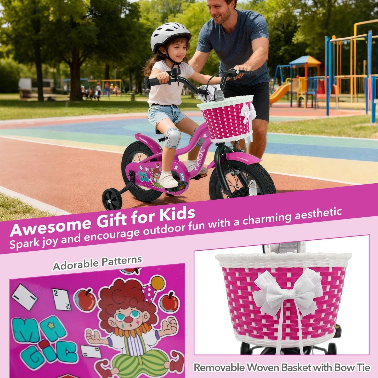 Kids Bike with Training Wheels 12-18 Inch - Magic Rose