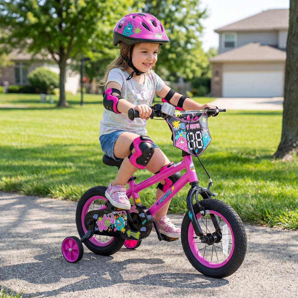 Kids Bike with Training Wheels 12-18 Inch Pink