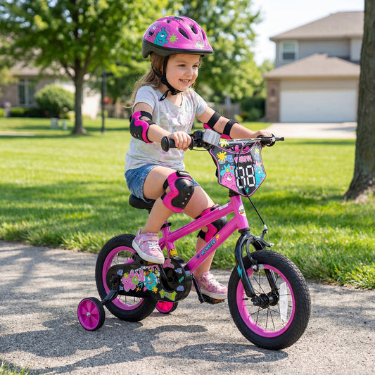 Kids Bike with Training Wheels 12-18 Inch Pink