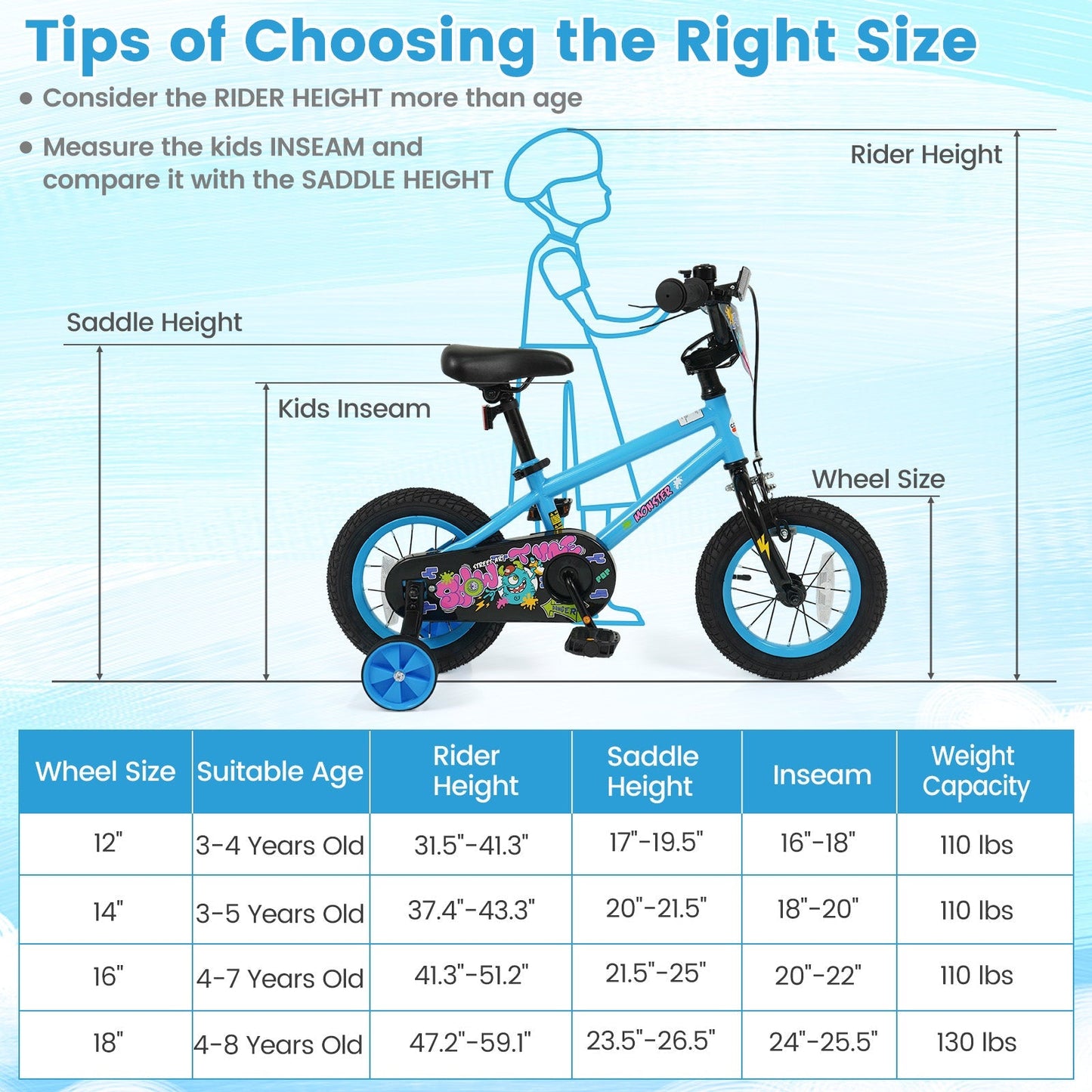 Kids Bike 16 Inch with Training Wheels Ages 4-7