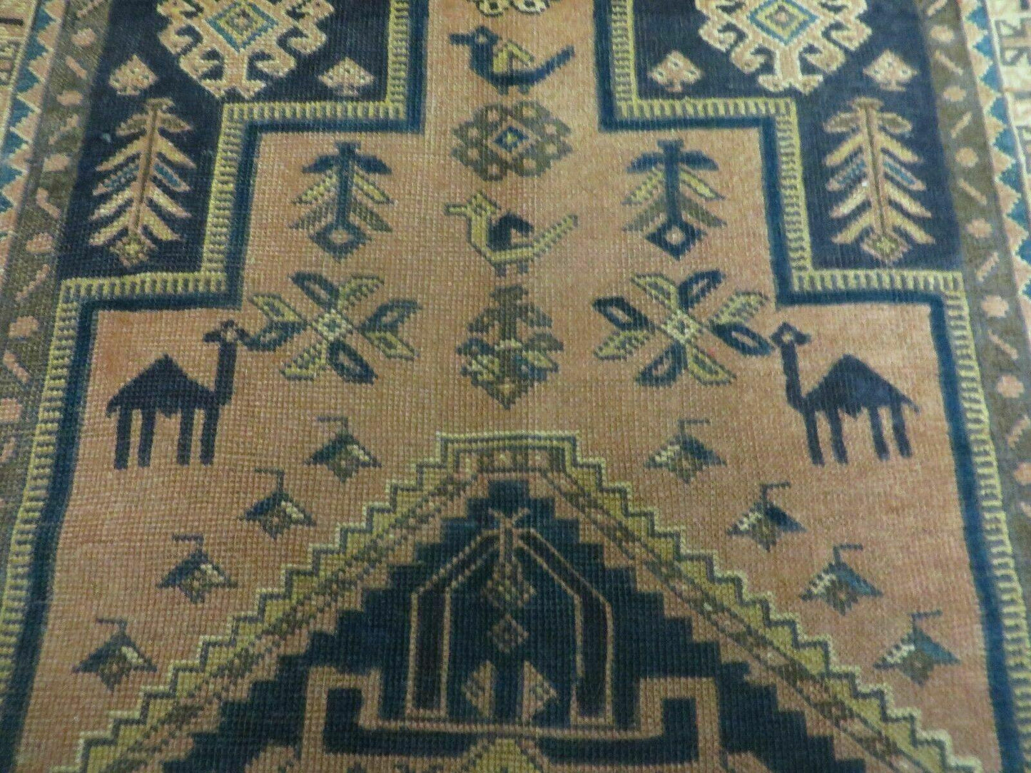 4' X 6' Antique Handmade Turkish Anatolian Wool Rug Camel Vegetable Dyes