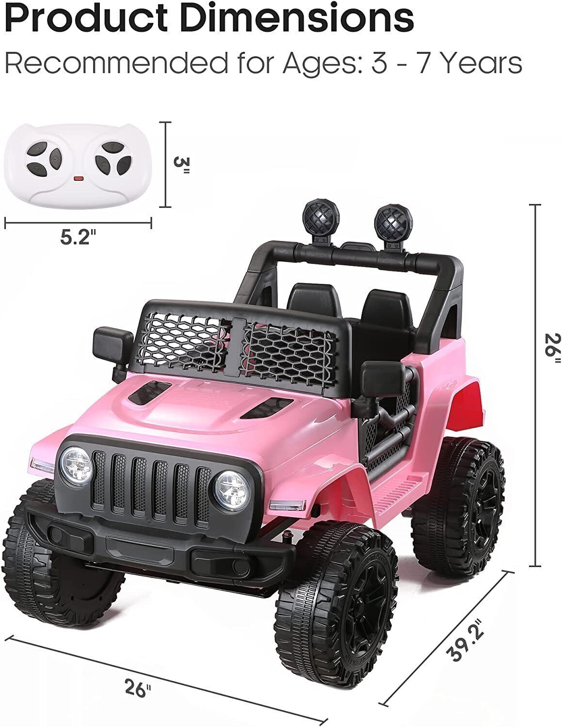 Electric Kids Ride On Car Power Wheels Jeep 2 Seater with 12V 7Ah Battery for Safe and Fun Playtime
