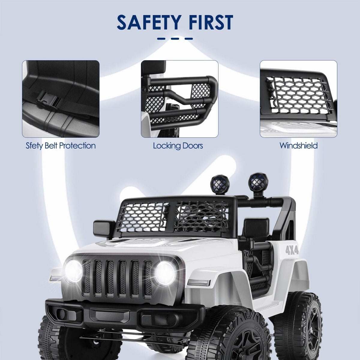 Electric Kids Ride On Car Power Wheels Jeep 2 Seater with 12V 7Ah Battery for Safe and Fun Playtime