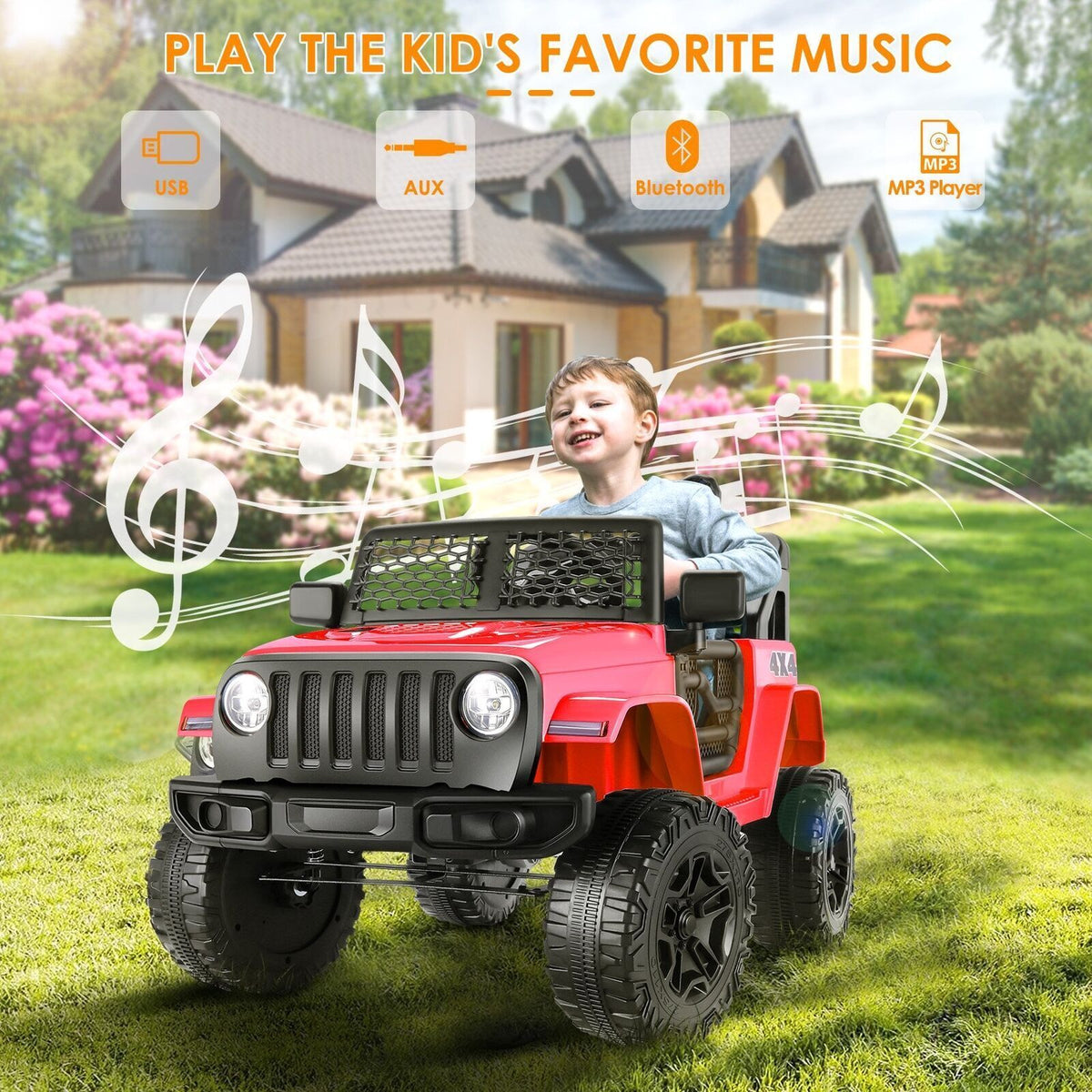 12V 7Ah Electric Kids Ride On Car Power Wheels Jeep - 2 Seater, Safe and Reliable