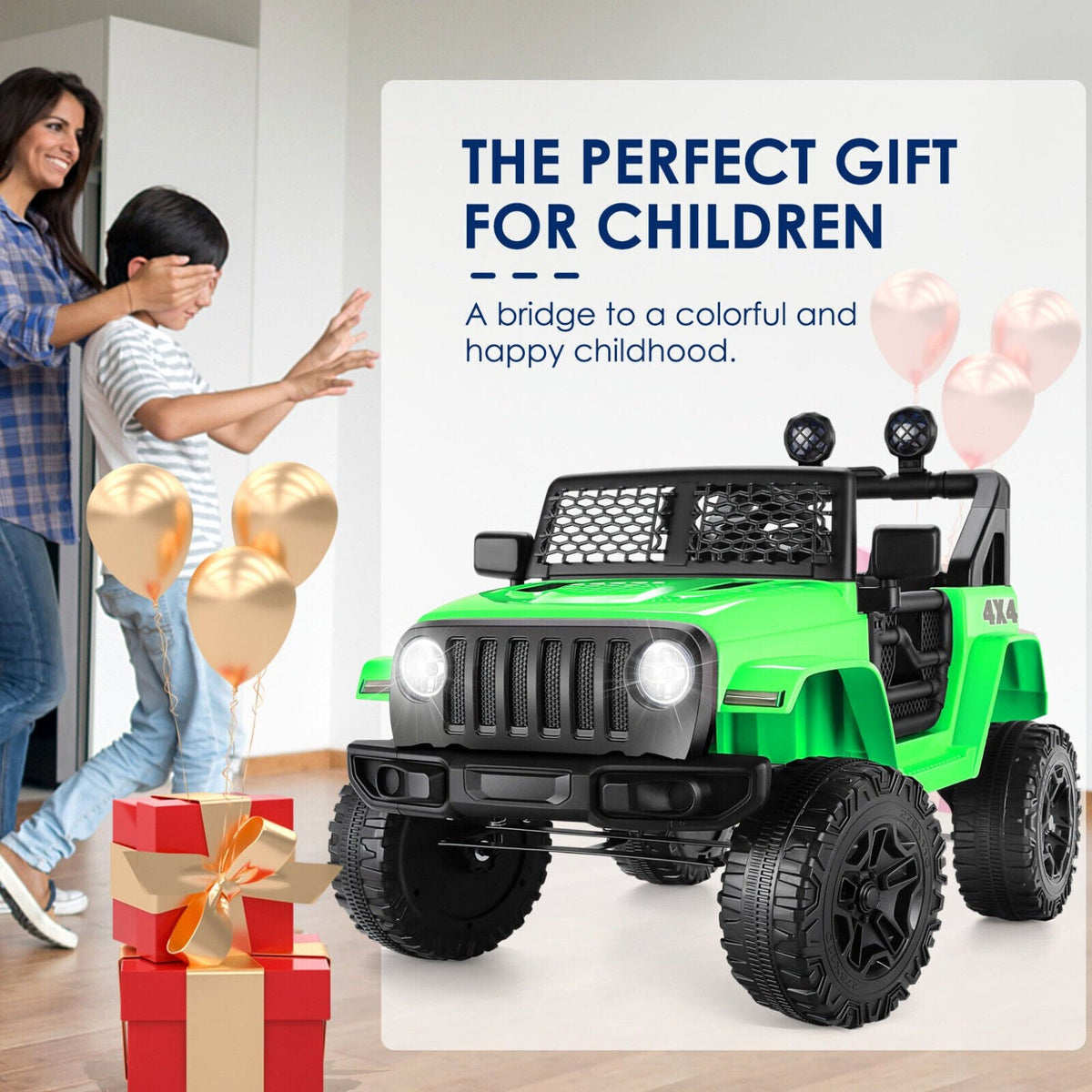 12V 7Ah Electric Kids Ride On Car Power Wheels Jeep - 2 Seater, Safe and Reliable
