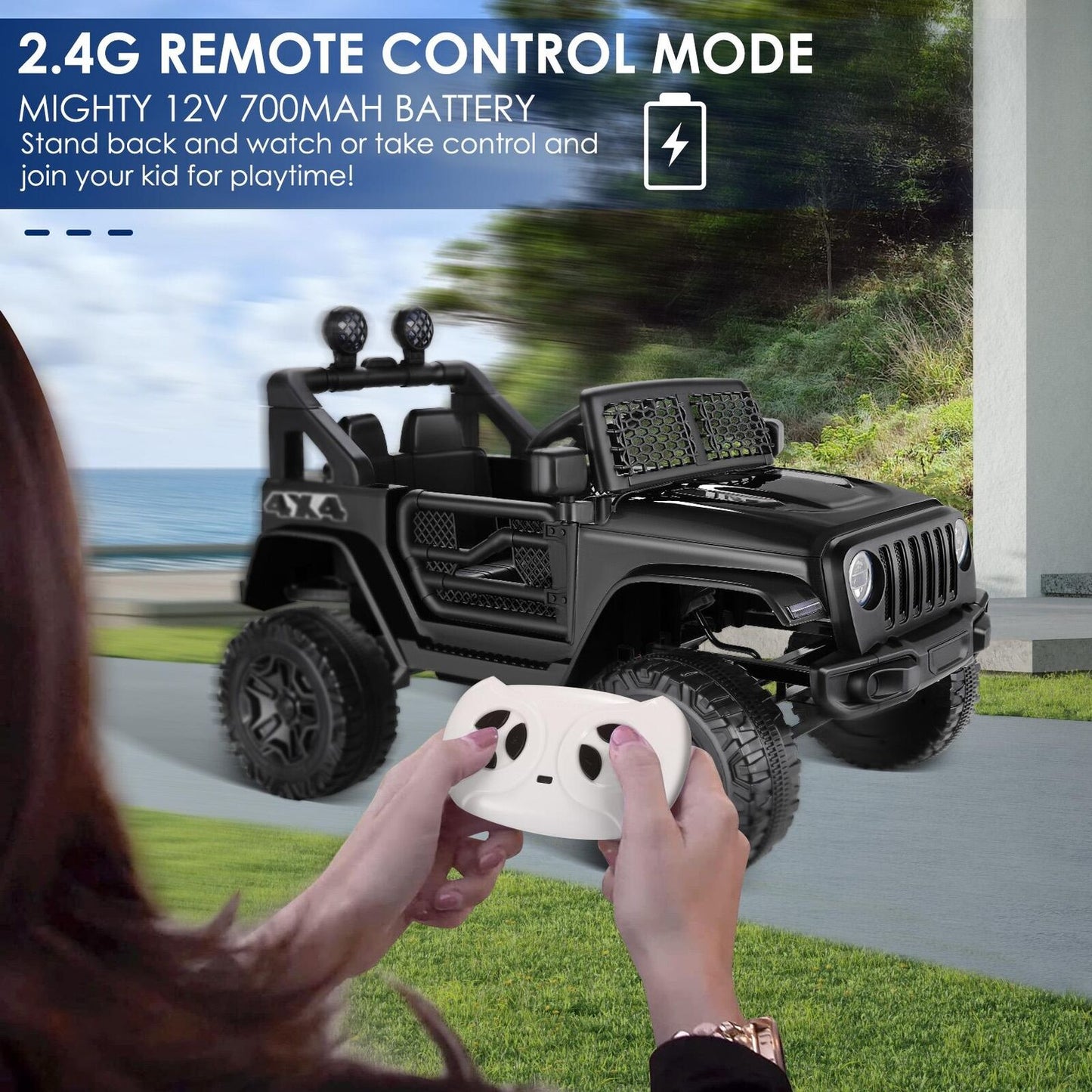 12V Electric Kids Ride On Car with Music and Fashionable Design - Powered by 7Ah Battery