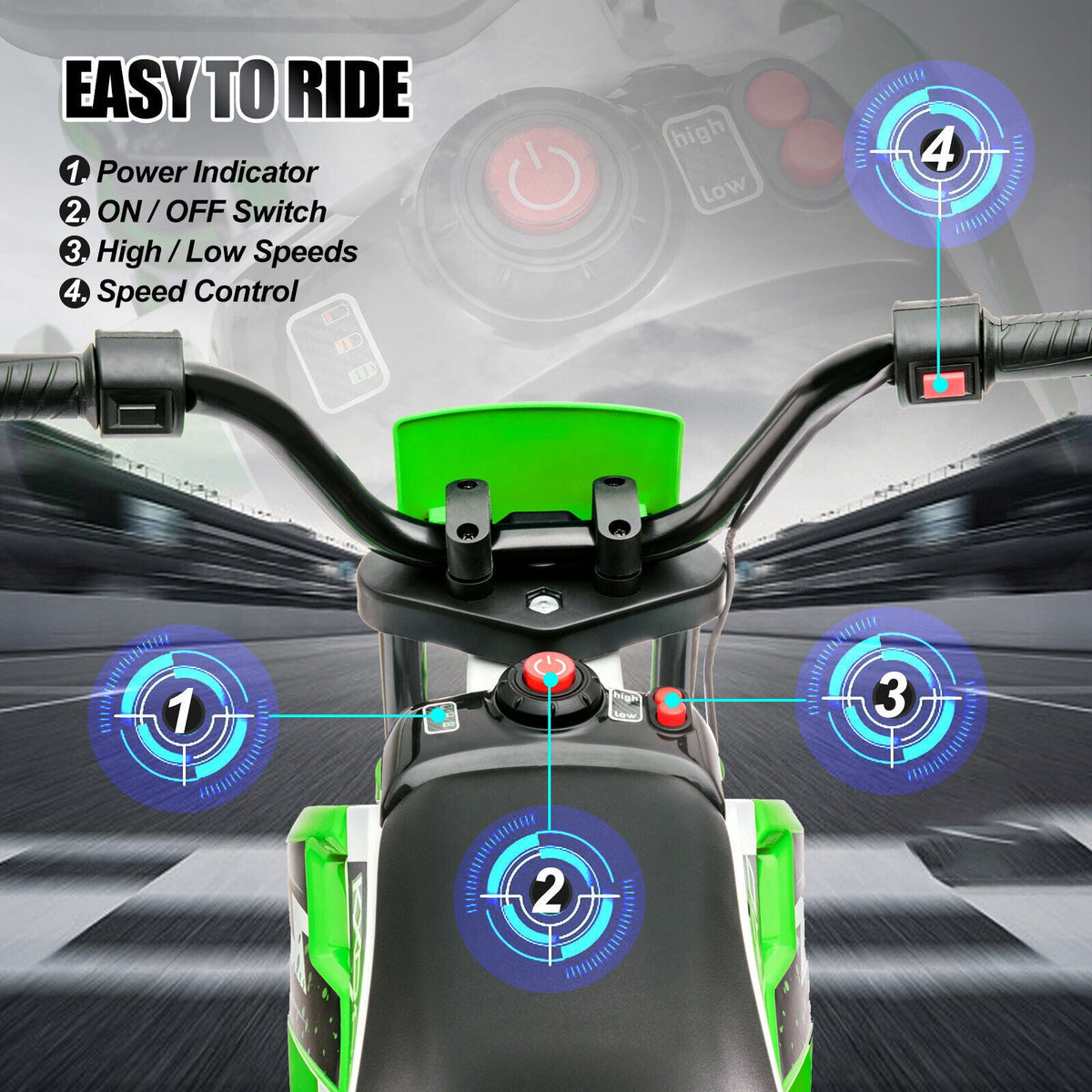 12V Electric Kids Ride-On Dirt Bike with Training Wheels - Battery Powered Motorcycle