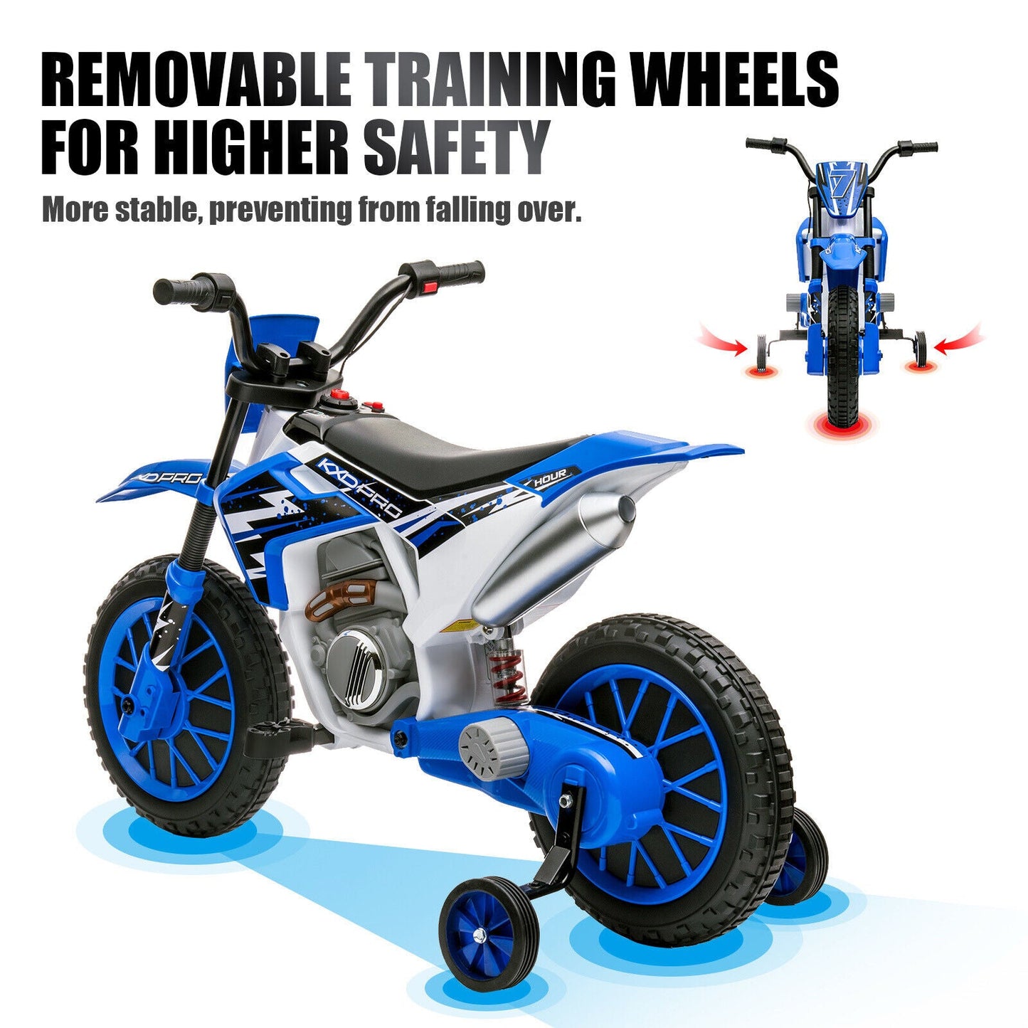 12V Electric Kids Ride On Dirt Bike with Training Wheels - Motorbike Fun for Little Riders