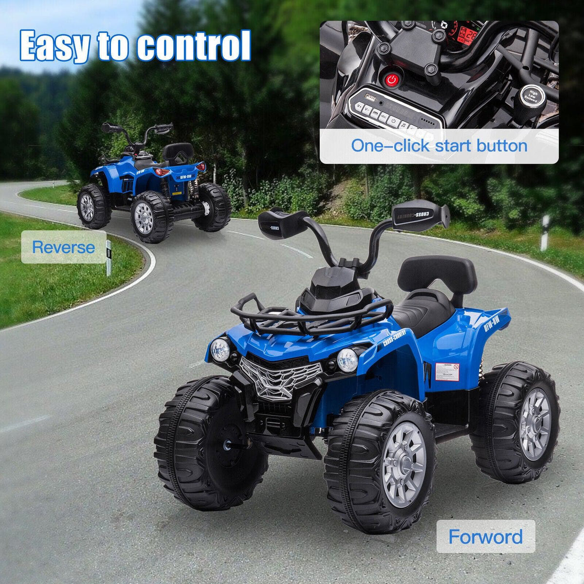 12V Electric Quad ATV for Kids with Fat Tires - Battery Powered 4-Wheeler Truck