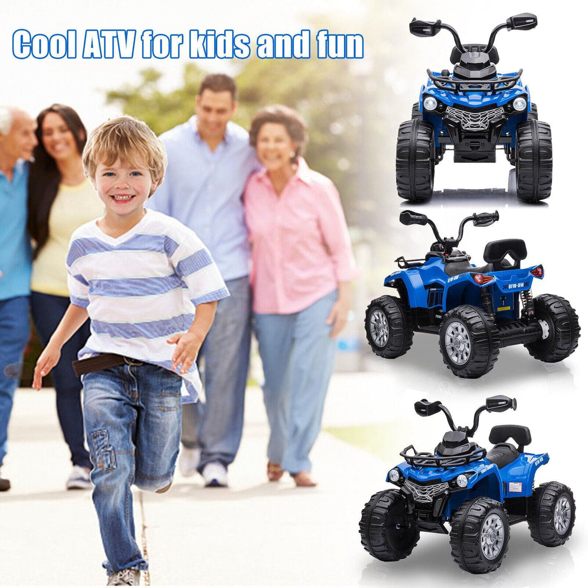 12V Electric Quad ATV for Kids with Fat Tires - Battery Powered 4-Wheeler Truck