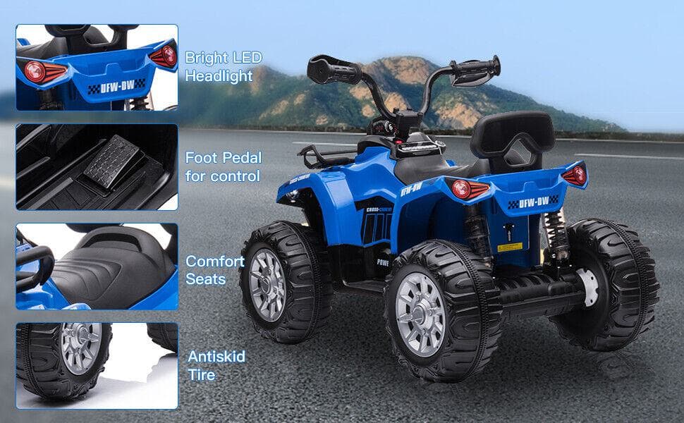 12V Electric Quad ATV for Kids with Fat Tires - Battery Powered 4-Wheeler Truck