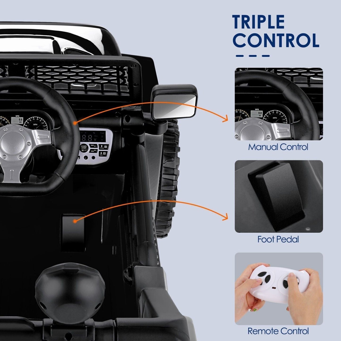 12V Electric Ride On Jeep Toy Car with USB, Bluetooth, and Remote Control for Kids