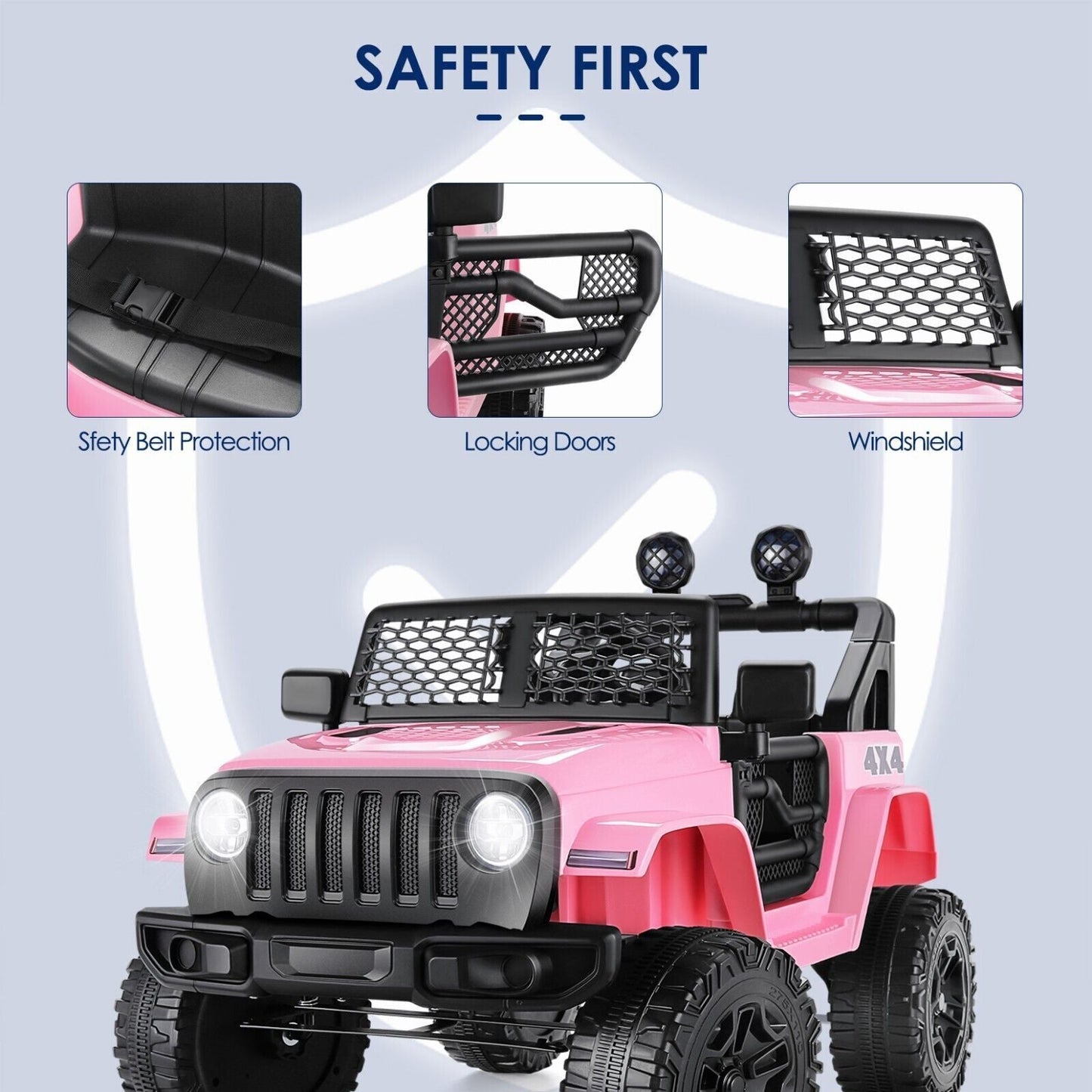 12V Electric Ride On Jeep Toy Car with USB, Bluetooth, and Remote Control for Kids