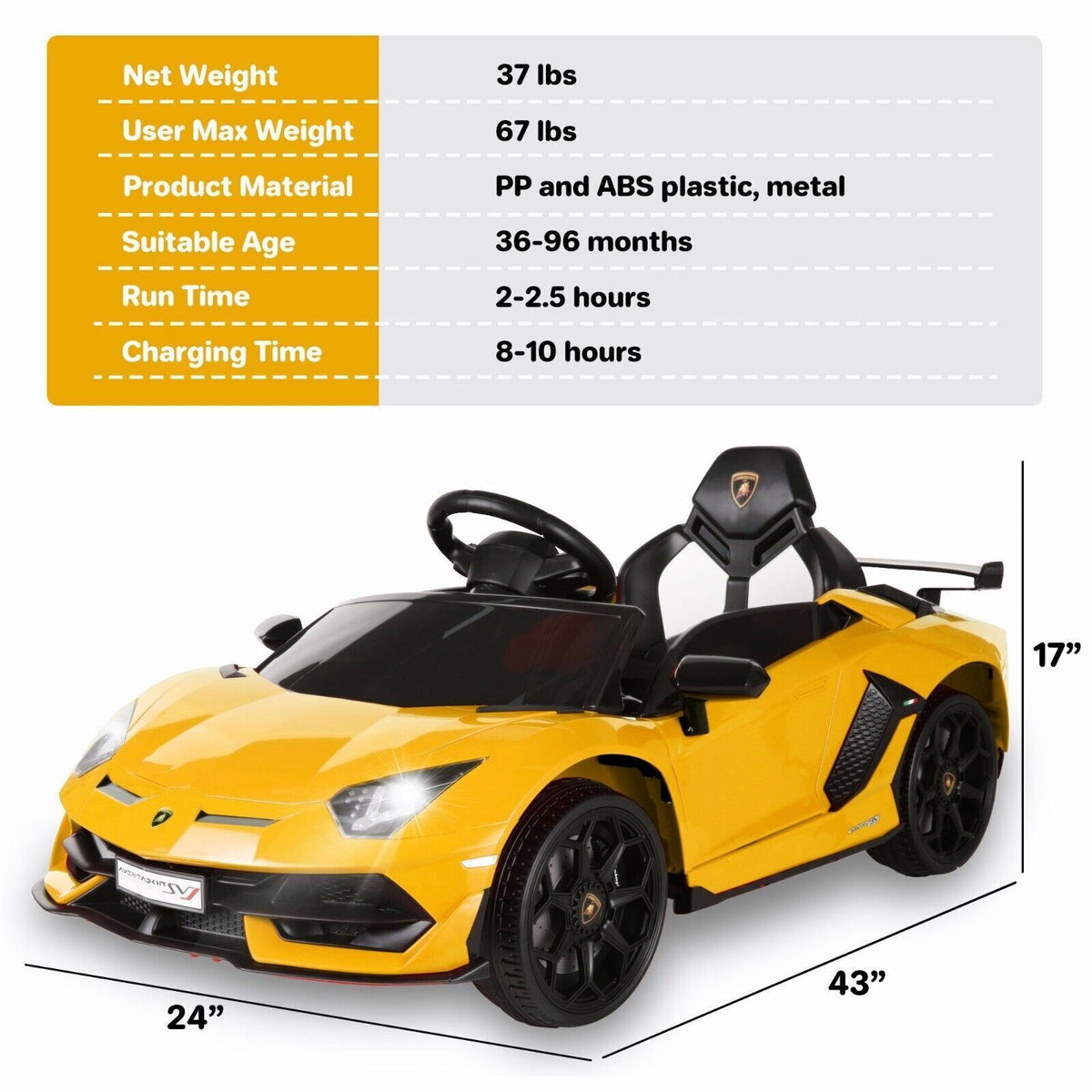 12V Electric Ride On Jeep Toy Car with USB, Bluetooth, and Remote Control for Kids